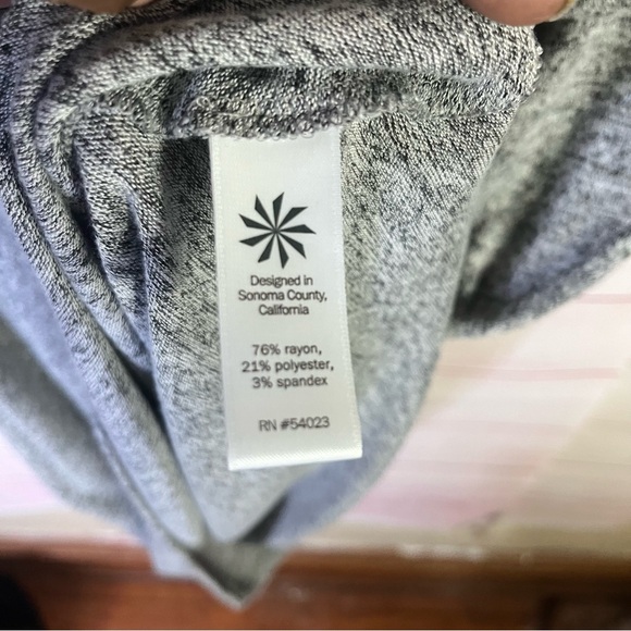 Athleta Malaga Gray Crew Neck Ruched Waist Dress Size Large - Picture 3 of 5